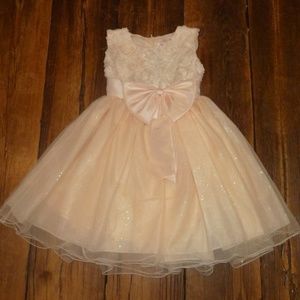 Princess Dress Ruffled Bodice Sparkly Tulle Skirt Bow Sash Formal Pageant 4/5